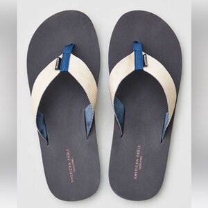 American Eagle Outfitters Blue and Cream Flip-Flops, Sz 11